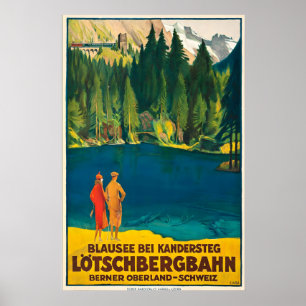 Poster Blausee Bernois Oberland Suisse Vintage