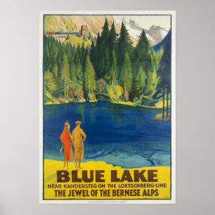 Poster Blausee/ Blue Lake Kandersteg, Switzerland Vintage