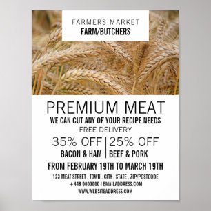 Poster Blé en campagne, fermier et boucher