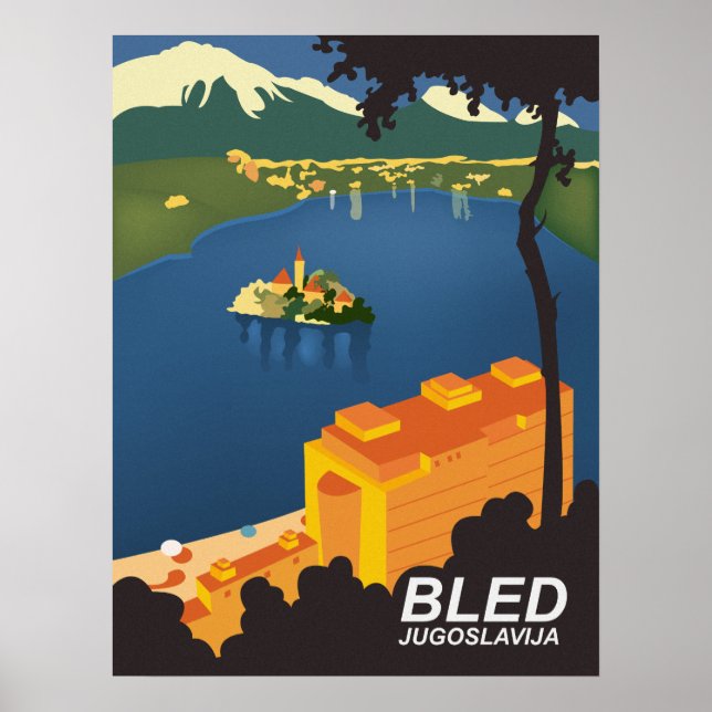 Poster Bled, Yougoslavie, voyage vintage (Devant)