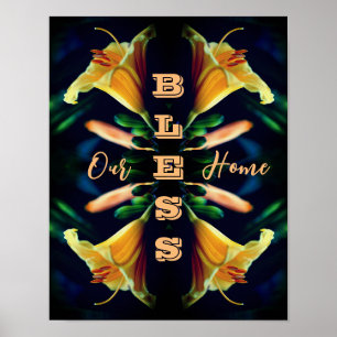 Poster Bless Our Home Lily Flower Abstrait