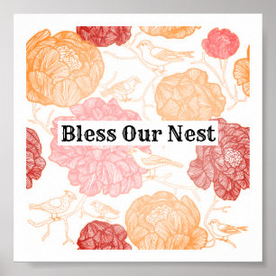 Poster Bless Our Nest Bird Wall Art Décor Maison