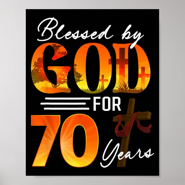 Poster Blessed By God For 70 Years Old Gift 70th Birthday (Devant)