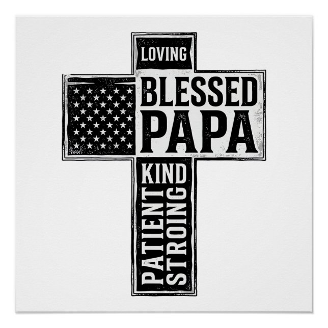 Poster Blessed Papa Cross Christian Vintage Typography De (Devant)