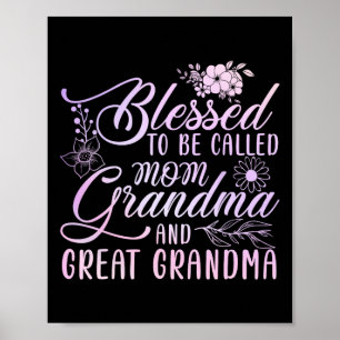Poster Blessed To Be Called Mama Grandma Et Great Grandma
