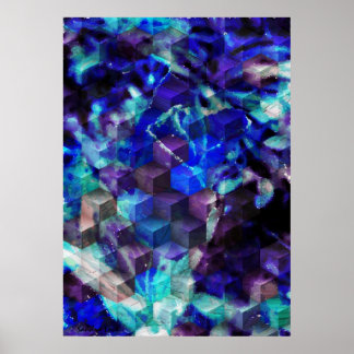 Poster Bleu Abstrait Art Moderne Imprimer