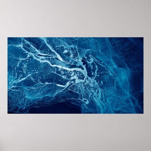 Poster Bleu Abstrait. Bleu et blanc Blots. Effacer (Devant)