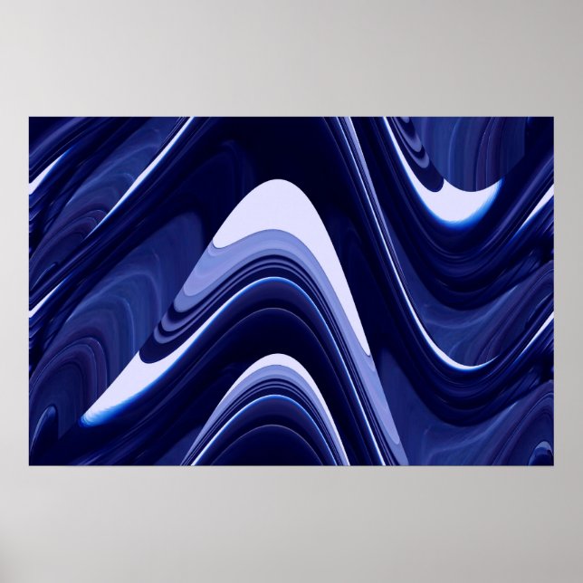 Poster Bleu Abstrait contemporain Art moderne Imprimer Po (Devant)