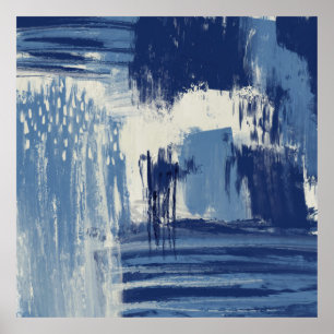 Poster Bleu Abstrait et ivoire
