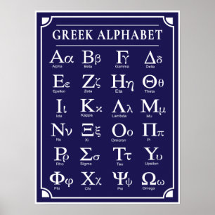 Poster bleu alphabet grec