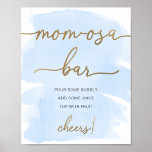 Poster Bleu Aquarelle Or Mère-Osa Barre Signal