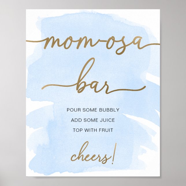 Poster Bleu Aquarelle Or Mère-Osa Barre Signal (Devant)