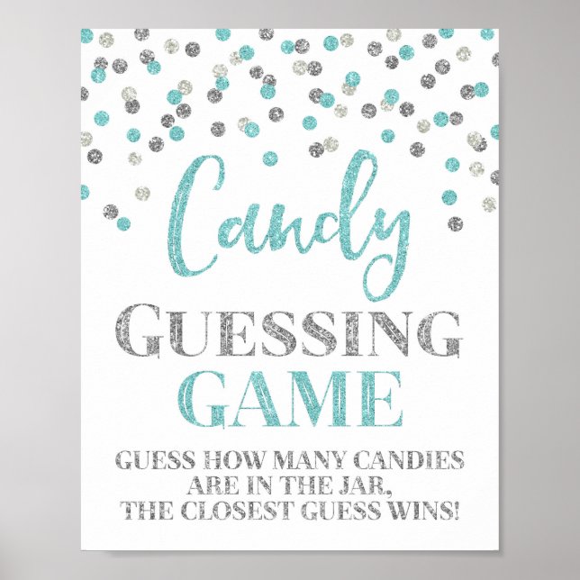 Poster Bleu Argent Confetti Candy Guidez Jeu (Devant)