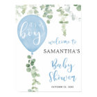 Bleu baby shower eucalyptus signe de bienvenue