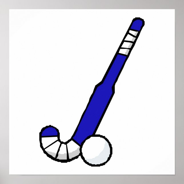 Poster Bleu bâton de hockey (Devant)