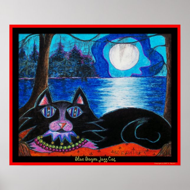 Poster Bleu Bayou Jazz Cat (Devant)