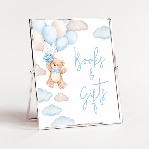 Poster Bleu Bear Balloon Baby shower Livres et Cadeaux