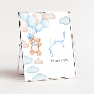 Poster Bleu Bear Ballotte Baby shower Nourriture