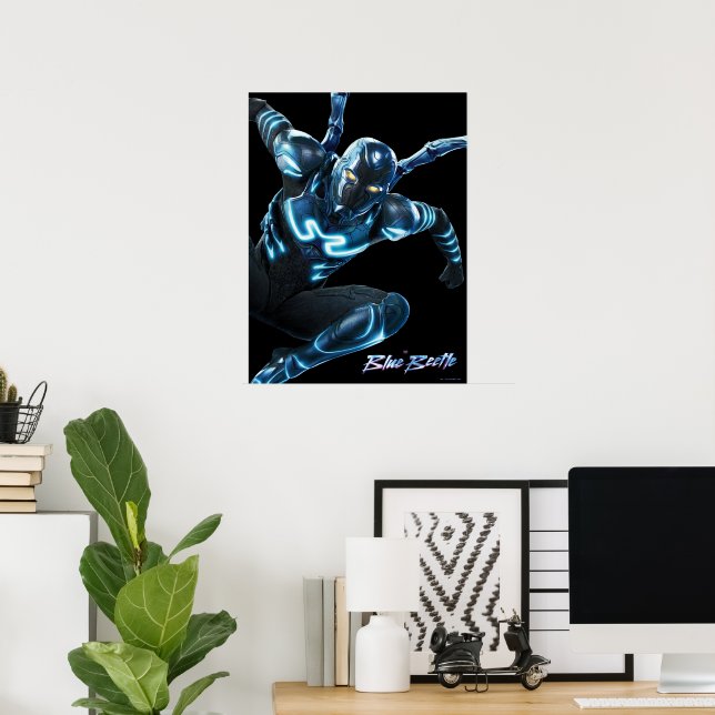 Poster Bleu Beetle Leaping Caractère Art (Bureau à domicile)
