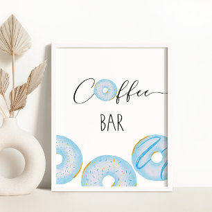 Poster Bleu beignets bébé saupoudrer Café bar