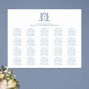 Poster Bleu blanc couronne mariage 20 table