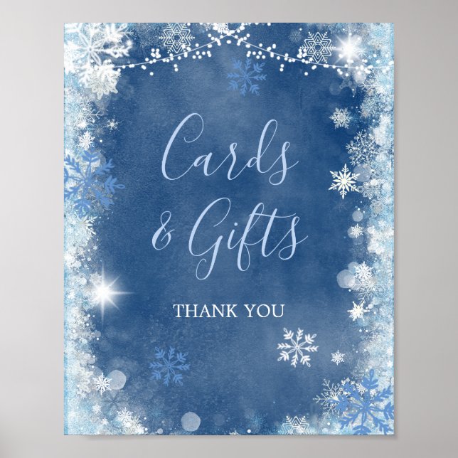 Poster Bleu blanc Flambeau de neige - cartes et cadeaux (Devant)