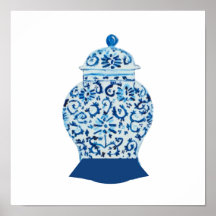 Bleu blanc Ginger Jar Art Imprimer l'affiche