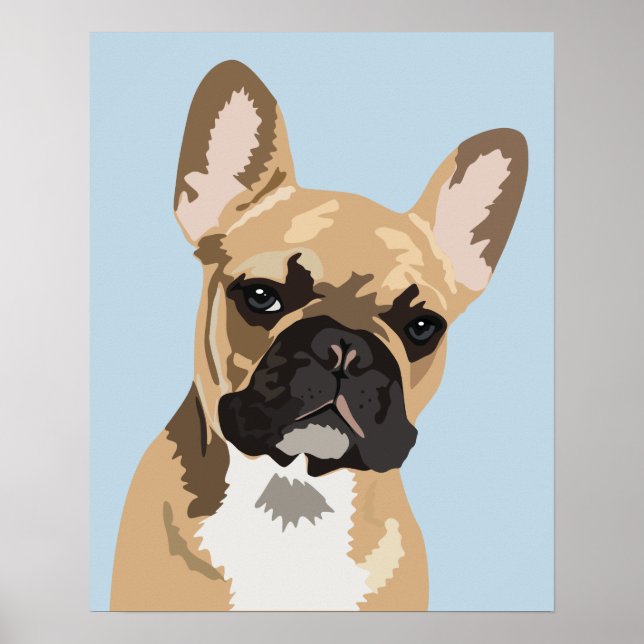 Poster Bleu Bleu Français Bulldog | Français (Devant)