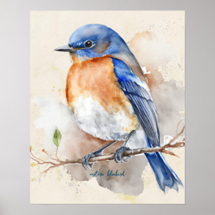 Poster Bleu Bleu Orange Russe Aquarelle Est