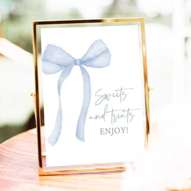 Poster Bleu Bow Coquette Sweet Traitements Baby shower Si (Créateur téléchargé)