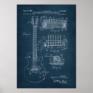 Poster Bleu | Brevet de guitare