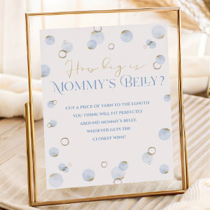 Poster Bleu Brunch Bubbly et Baby shower le ventre de mam