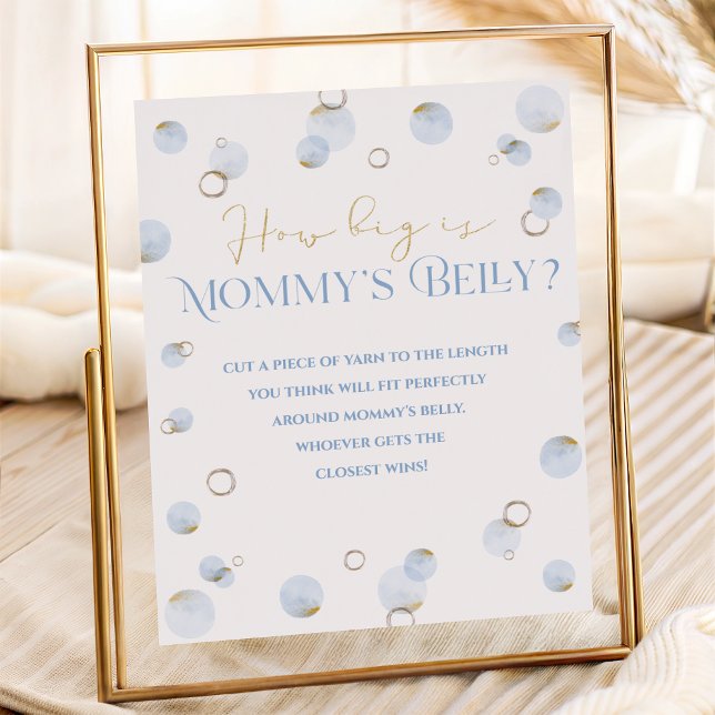 Poster Bleu Brunch Bubbly et Baby shower le ventre de mam (Blue Brunch Bubbly and Baby Shower Mommy's Belly Poster)