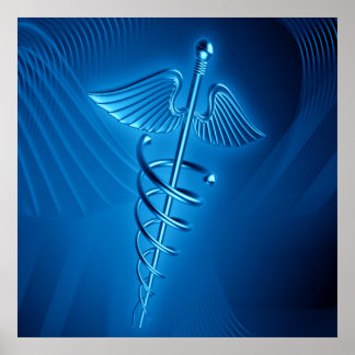 Poster bleu Caduceus