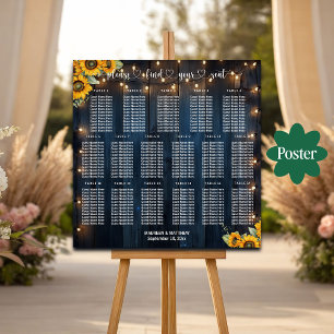 Poster Bleu Chaîne Lumières 17 Tables Siège Mariage