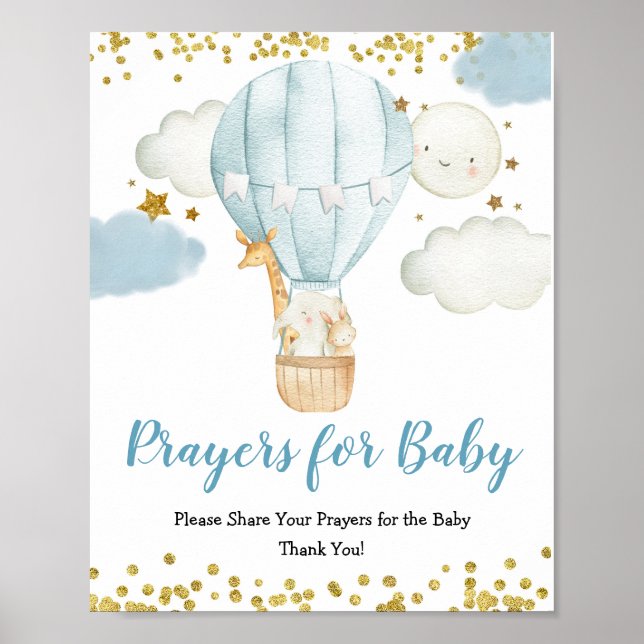 Poster Bleu Chaud Balloon Prières pour Baby Sign (Devant)