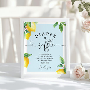 Poster Bleu citron diaper signe de tombole