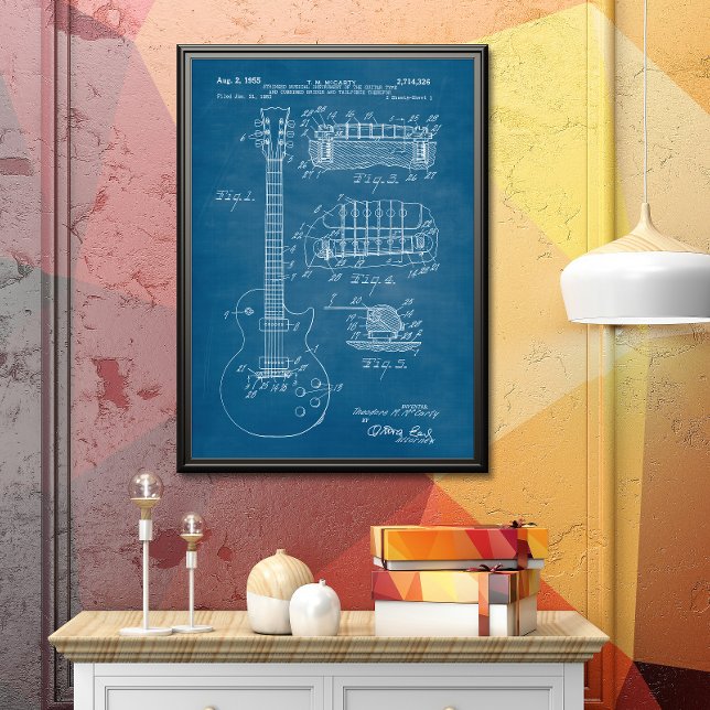 Poster Bleu Clair | Brevet de guitare (Créateur téléchargé)