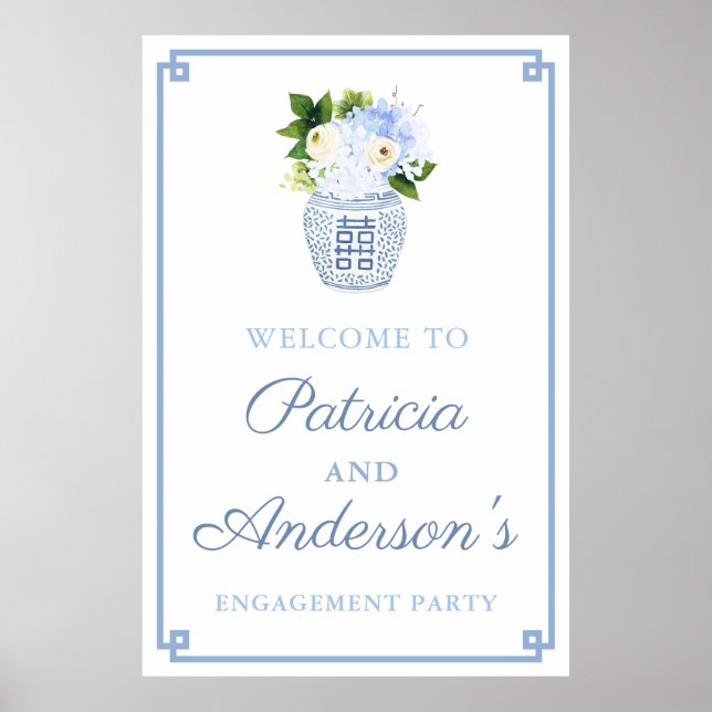 Poster Bleu classique Fleur de gingembre Jar (Devant)