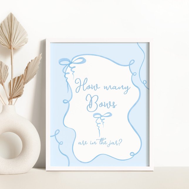 Poster Bleu Combien de vaches sont dans le baby shower de (Créateur téléchargé)