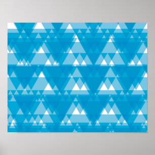 Poster Bleu, cool, moderne, triangles recouverts à la mod