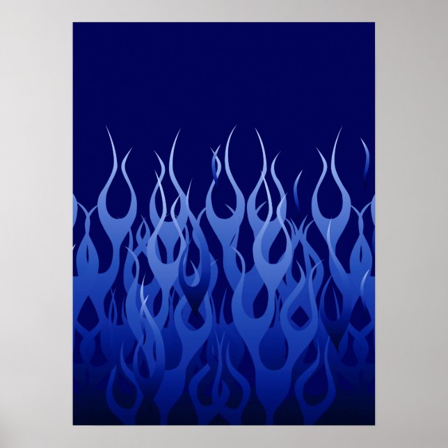 Poster Bleu cool sur Blue Racing Flames (Devant)