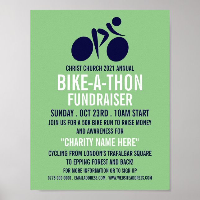 Poster Bleu Cycling Logo, Charity Bike-a-Thon Event (Devant)