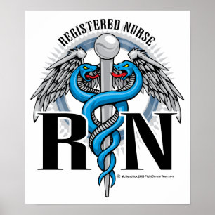 Poster Bleu de caducée de RN