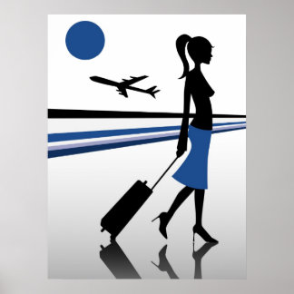 Poster bleu de l'aéroport