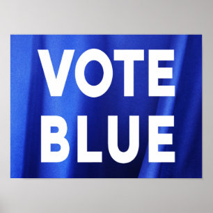 Poster Bleu de vote sur l'élection en soie bleue de photo
