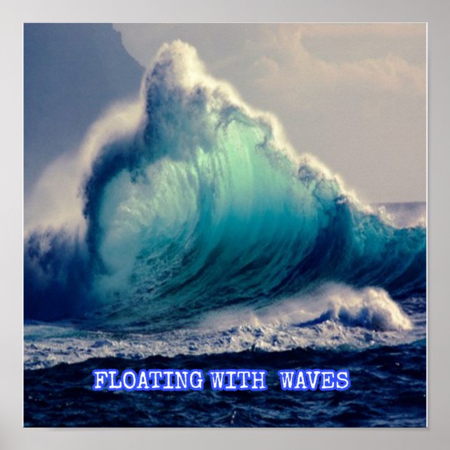 Poster Bleu des vagues océaniques 1. (Devant)
