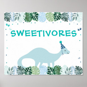 Poster Bleu Dinosaur Safari Sweetivores Signal d'annivers