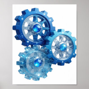 Poster Bleu dynamique BLUE GEAR v2