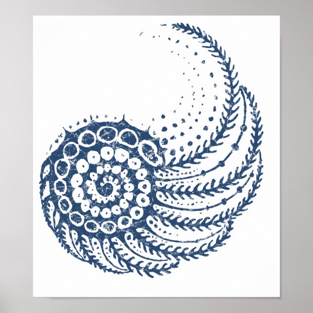 Poster Bleu en spirale organique (Devant)